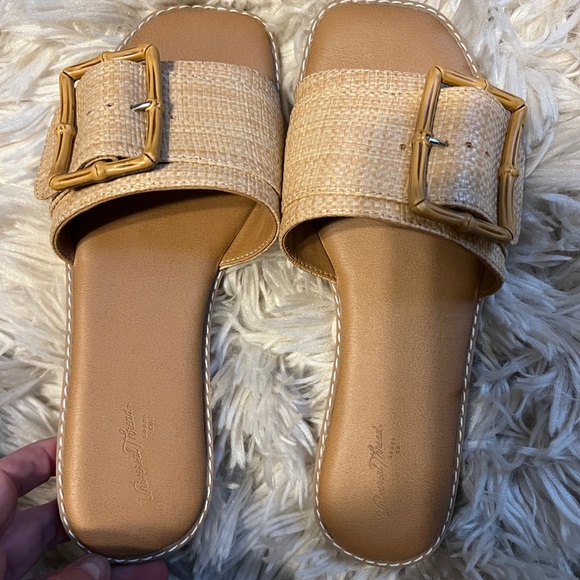 Universal thread Raffia Slide Sandals in Tan - Picture 4 of 5